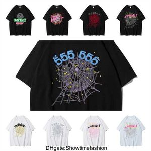 Camiseta gráfica rosa Young Thug Sp5der 555555 impressa Spider Web Pattern algodão estilo H2Y mangas curtas Top Tees hip hop tamanho XS-XXL DTGU