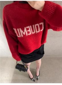 Zíper de lã de alpaca feminino com impressão de letras suéter de lã feminino com gola redonda 240110