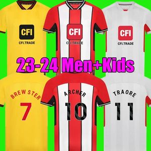 23 24 Sheffield Sander Berge Berge United Soccer Jerseys John Egan Rhian Brewster Anel Ahmedhodzic Oliver McBurnie Jayden Bogle 2023 2024 Kit de camisa de futebol Longa