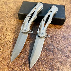 S7201 Small Flipper Folding Knife D2 Stone Wash Tanto Blade Stainless Steel Handle Ball Bearing Fast Open Folder EDC Pocket Knives MY