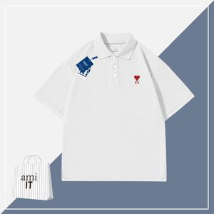 Yüksek kaliteli yeni miri amis kısa kollu t-shirt aşk işlemeli erkekler ve kadın polo yaka Amerikalı çift çifti yarım kollu alt polo gömlek ince üst giysiler