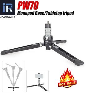 モノポッドInnorel PW70 Tabletop Tripod Monopod Base CNC 360度アルミニウム折りたたみ式カメラスタンドボールヘッド、ネジ、電話マウント付き