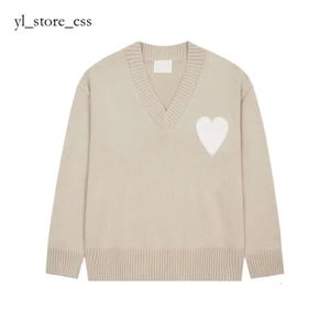 Amis Paris Fashion Paris Sweater Mens Designer Knitted Amis Long Sleeve French High Street Embroidered Amis Sweater Heart Pattern Round 8765
