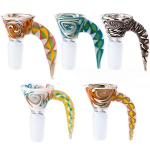 Ox Horn Stem Glass Bowl 14mm 18mm Male Colorful Heady Smoking Bowl Piece Tobacco Oil Burner Accessories For Water Bongs Dab Oil Rigs Pipes