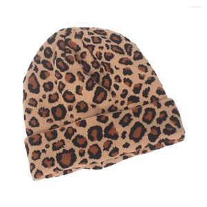 Berets Knit Hat Women's Hats & Caps Beanie For Warm Leopard Print Woman Knitted