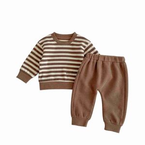 Giyim setleri kız bebek erkek giyim setleri çocuklar çizgili sweatshirt+ pantolon 2pcs kostüm takım elbise bahar sonbahar ldren'in Kore tarzı clotheVaiduryb