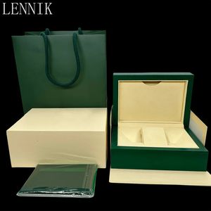 Caixa de relógio verde de alta qualidade, luxuosa, elegante, couro aaa, caixa de madeira com armazenamento de embalagens com travesseiro de microfibra y240110