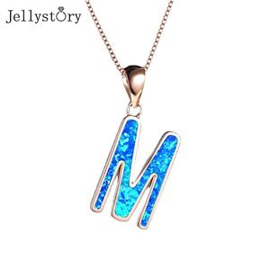 Kolyeler Jellystory Basit opal kolye kolyeler Kadınlar için gerçek 925 STERLING Gümüş M Mektup Düğün Nişan Yıldönümü Takı