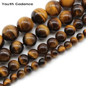 Bracelets 4/6/8/10/12/14mm Natural Yellow Tiger Eye Beads Round Loose Stone Beads for Diy Necklace Bracelet Jewelry Making Pick Size