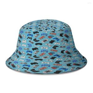 Berretti Controller per videogiochi Gadget di sfondo Modello senza cuciture Cappello da pescatore Donna Uomo Studenti Cappelli da pescatore Bob pieghevoli Cappello Panama