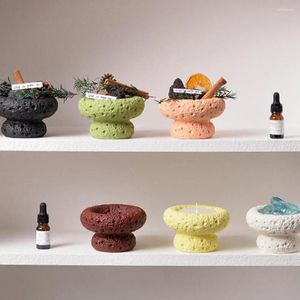 Candle Holders Volcanic Stone Vessel Eco-friendly Moon Surface Container Goblet Ceramic Cup Reusable Home Decor Cactus Holder