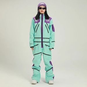 2024 Women Ski Suit Snowsuit Sport Women Ski Set Waterproof Hooded Woman Snowboard Jumpsuit Mountain Clothes Overall 240111