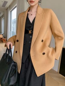 Cappotto da donna stile comune Autunno inverno tendenza giacca da abito casual 100% pura lana reversibile di lana moda semplice 240110