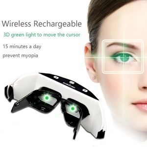 Wireless 3D Rechargeable Green Light Eye instrument Restore vision Massager Child Myopia Treatment Massage eye glasses 240110