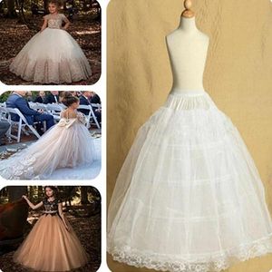 Elbiseler Beyaz 2 Hoops Petticoat Kızlar için Crinoline Crinoline Silahlı Kız Balo Balo Elbise Elbise Kabarık Etek Jupon