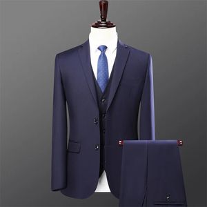 Men's Suit suit Trousers Fashion Solid Color Leisure Business All Match Polyester Four Seasons Single Breasted Twopiece 240110