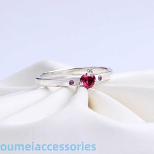 Smyckesdesigner Pandoraring Dora's Band Rings Zhaolaiyuan S925 Silver Ring Heart-Shaped Rose Red Ring Fashionable and Fresh Style