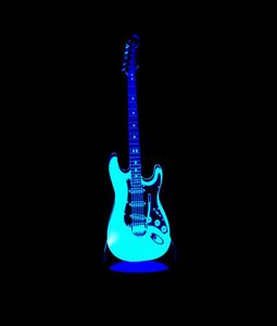 3D LED Night Light Electric Guitar med 7 Color Light for Home Decoration Lamp Fantastisk visualisering Optisk illusion Hela DR9970552