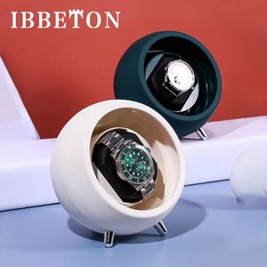 Ibbeton Single Watch Winder för Automatic Watches Storage Box Använd USB -kabel med Battery Mabuchi Mute Motro 240110