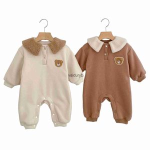 Macacão de lã de inverno para roupas de bebê bonito urso manga longa meninos meninas macacão criança infantil roupas de uma peça crianças onesiesvaiduryb