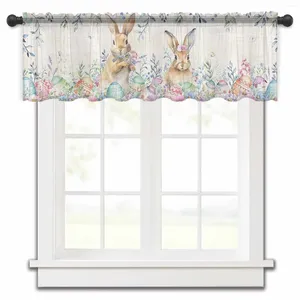 Curtain Easter Spring Egg Small Window Tulle Sheer Short Bedroom Living Room Home Decor Voile Drapes
