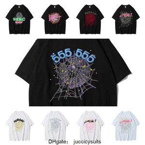 Camiseta gráfica rosa Young Thug Sp5der 555555 impressa Spider Web Pattern algodão estilo H2Y mangas curtas Top Tees hip hop tamanho XS-XXL 9NB7