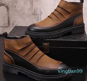 Männer Vintage Passende Farbe Stiefel Trend Koreanische Version Von Jugend Stiefeletten Britischen Stil Arbeits Stiefel Casual Leder