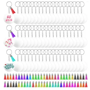 Chaveiros 350pcs Acrílico Clear Keychain Blanks para Vinil com Borlas Jump Rings DIY Craft