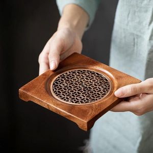 Tea Trays Creative Walnut Teapot Cushion Household Kettle Mat Ceremony With Pot Holder Set Accessories