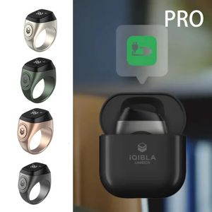 Ryra MUSLIMS Zikr Pierścień Aluminium Aluminium Digital Tasbih Smart Counter Zikr Pierścień z obudową ładującą wibracje Przypomnienie Bluetooth App 240110