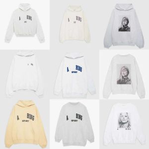 Tasarımcı Annie Bing Kadın Hoodie Sweatshirt AB Pamuk Klasik Sıcak Mektup Baskı İç Fleece Gri Krop Jumper Sıradan çok yönlü gevşek kapüşonlu kazak trend