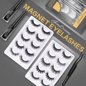 Borstar FinyDreamy 10 Par Magnetiska ögonfransar upprepade Användning Vattentät eyeliner pincezers Makeup Set 3D Mink Faux Lashes Extension Cils