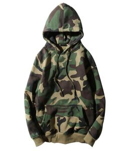 Army Green Camoflage Bluzy Winter Mens Camo Pulover Bluza z kapturem Hip Hop Swag Cotton Streetwear S2XL6159373