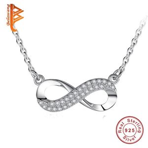 Ciondoli Collane con ciondolo gioielli in argento sterling puro 925 per donne con collana a catena lunga con ciondolo infinito in cristallo bianco zirconi