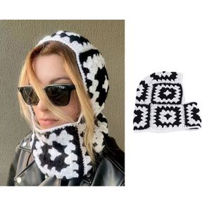 Beanie Ski Maskcrochet Hat Japanese Hat Outdoor Earmff Hat Wool Sticked Slädes ull Bomb Trap Hat Women's Winter Hat 240110