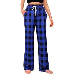 Spodnie damskie Pieła Kobiety swobodny piżama spodni luźne sznurka elastyczna wysoka talia wygodne spodnie proste nogi długie ubranie