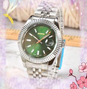 Populära män Automatisk rörelse tittar på fullt rostfritt stål Luminous Quartz Women Clock Armband Second Hand Orange Design Green White Color Dial Wristwatch Presents