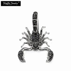 Ringar svart skorpion hänge fit halsband Europa stil rebell mode bra juveler för män kvinnor bijoux gåva i sterling sier