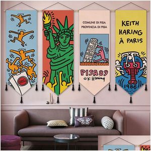 Wandteppiche Kreative Iti Tapisserie Keiths Harings Tuch Wandbehang Malerei Teppiche Decke Hippie Hintergrund Raumdekoration 230104 Dr Dhghp