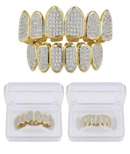New Baguette Set Teeth Grillz Top Bottom Gold Silver Color Grills Dental Mouth Hip Hop Fashion Jewelry Rapper Jewelry7908016