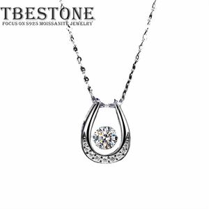 ペンダントTbestone Horseshoe Beating Heart Shape Hollow 0.5ct Moissanite S925 Sterling Silver Pendant Necklace Women's Jewelry