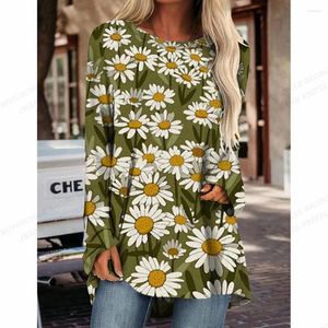 Women's T Shirts T-shirts Daisy Flower 3d Print Long Sleeve T-shirt Women Fashion Tshirts Tshirt Tops Tunic