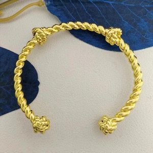 Bracelets Fashion 18K 14K Real Gold Plated Stainless Steel Rope Chain Twist Cuff Bangle Bracelet For Women Retro Handmade Jewelry Bijoux