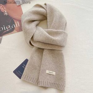 Scarves High Quality % Wool Scarf Men Women Winter Autumn Solid Color Couple Muffler Simple Warm Versatile Knitted Scarf Male Female Q240111