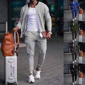 Tute da uomo Uomo Autunno Inverno Moda coreana Sport T-shirt a maniche lunghe Pantaloni dritti Set a due pezzi Cerniera Solido Versatile Casual