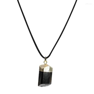 Colares de pingente turmalinas colar pedra áspera cristal neckchains interessante jóias gota