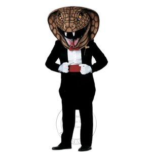 Halloween Nowy dorosły dżentelmen Cobra Snake Mascot Costum for Party Cartoon Posta