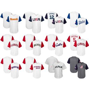 Vin College bär tröjor Mens Mens Womens Kidsusa Canada Japan Italy Mexico Puerto Rico 2017 World Baseball Classic Cust4557289