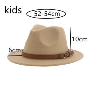 女性のための帽子fedoras女の子の女の子の男の子帽子hat felted kids babyキャップ小さい52cm 54cmベルトウェディングかわいい子供fedoras sombreros de mujer 240110