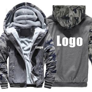 Anpassad designkamouflage faux päls hoodies diy tryckt vinterfleece män huva kappa anpassad tjock tröja jacka 240110